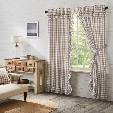 Annie Buffalo Portabella Check Ruffled Panel Set of 2 84x40 VHC Brands - The Fox Decor